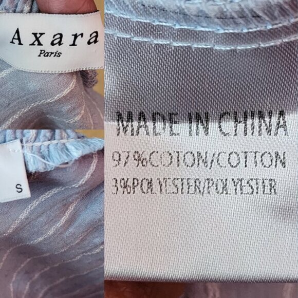 Axara Paris Blue Stripe Square Neck Ruffle Cap Sleeve Top - Picture 3 of 3